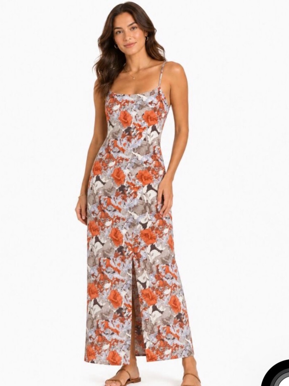 Paper Heart Floral Cowl Neck Slip Dress in Peach and Cream